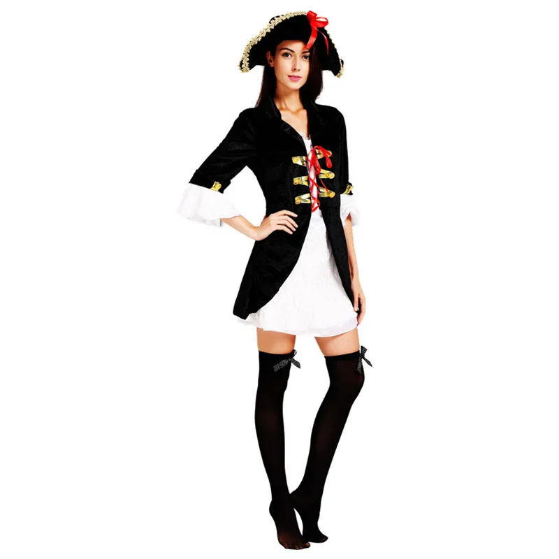 Black White Pirate Costume Cosplay Women Lady Carnival Party Purim Halloween Christmas Adult Stage Performance Role Play 
Black White Pirate Costume Cosplay Women Lady Carnival Party Purim Halloween Christmas Adult Stage Performance Role Play