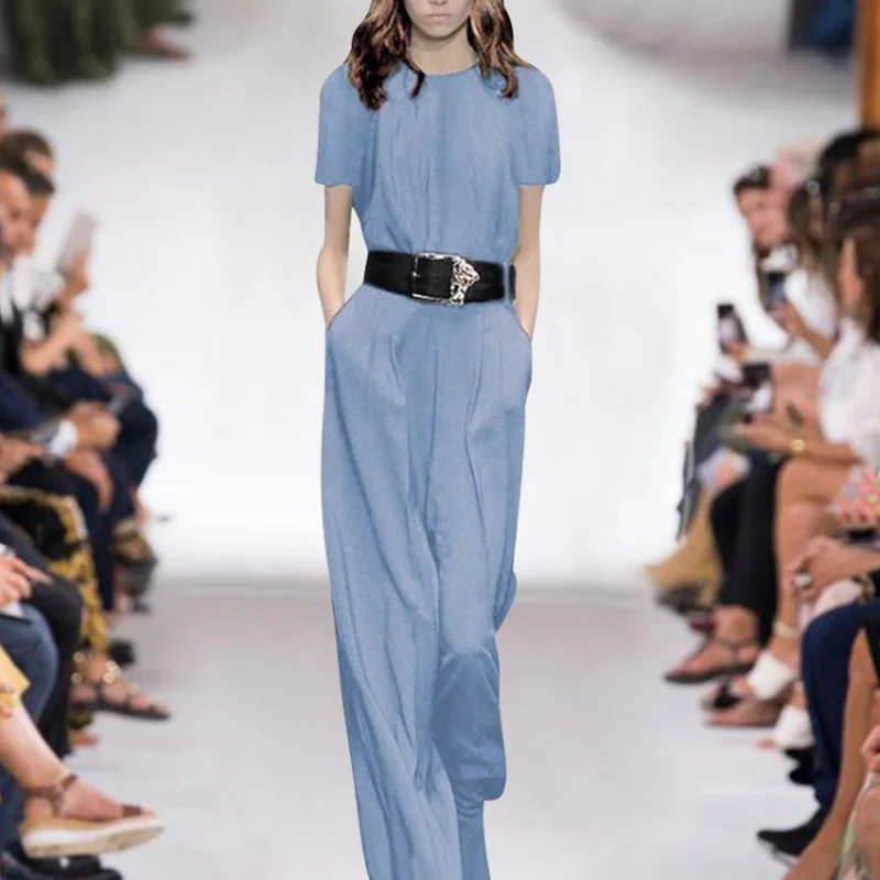 XF Fashion Vintage I Casual High Quality Designer Blue Commuter OL Women Set 2019 Summer T-Shirt + Straight Pants Two Piece Set
XF Fashion Vintage I Casual High Quality Designer Blue Commuter OL Women Set 2019 Summer T-Shirt + Straight Pants Two Piece Set