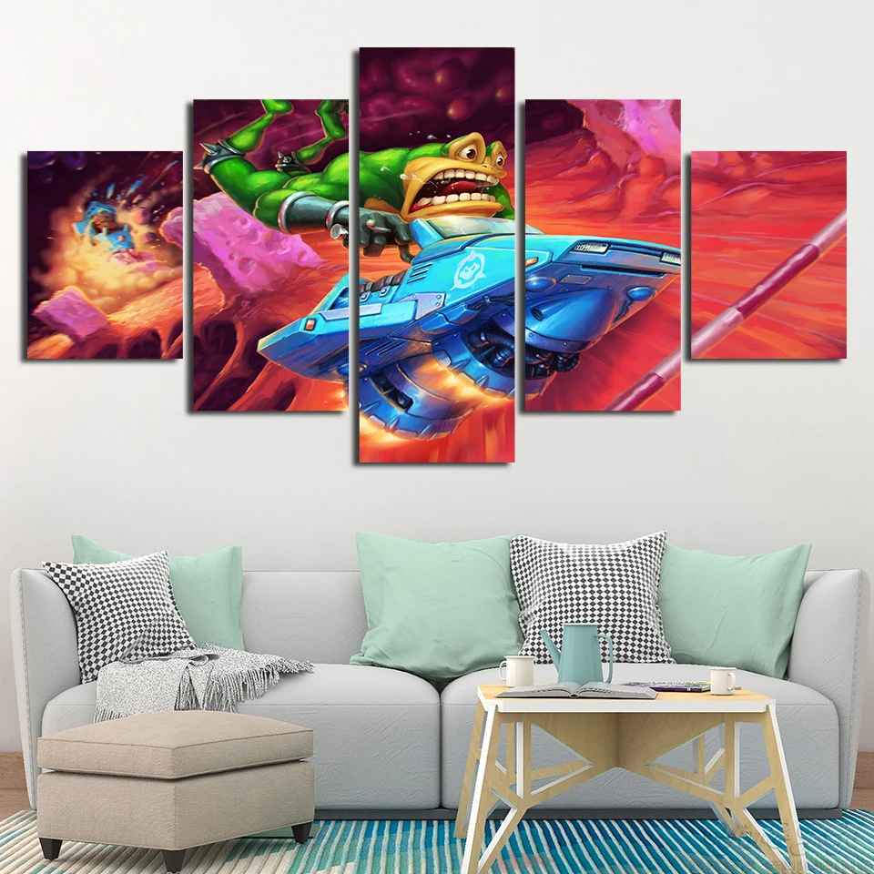 Printed-Battletoads-Canvas-Painting-5-Pieces-Game-Abstract-Cartoon-Posters-Modular-Frame-Living-Room-Wall-Art (2)