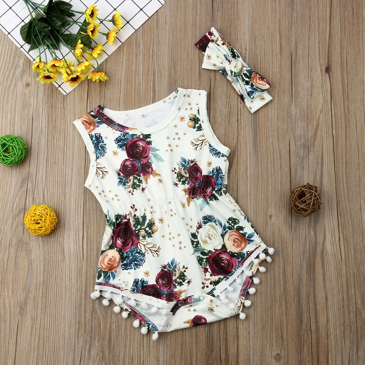 Fashion Newborn Baby Girls Floral Tassels Sleeveless Bodysuit Headband Outfits Clothes
Fashion Newborn Baby Girls Floral Tassels Sleeveless Bodysuit Headband Outfits Clothes