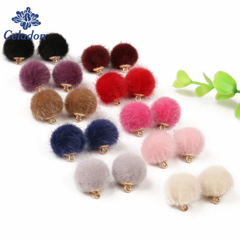 

10pcs/lot Plush Fur Covered Ball Beads Charms DIY Pompom Beads Pendant for Necklace Bracelet Earring Jewelry Making