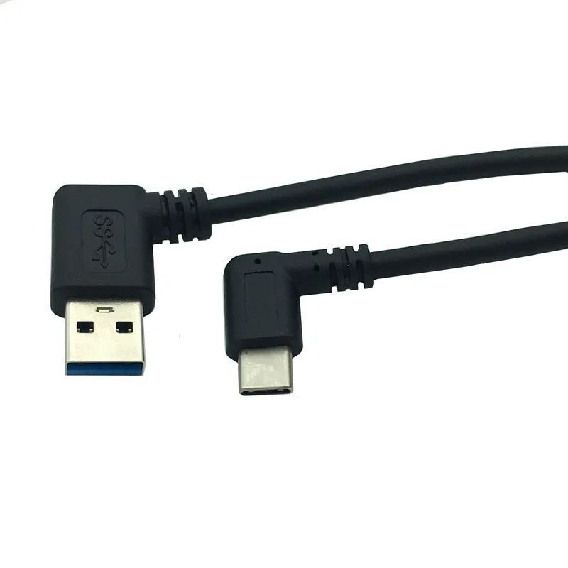

1M 100cm Left Angle USB 3.0 Type-A Male to USB3.1 Type-C Male Left & Right Angle USB Data Sync & Charge Cable Connector