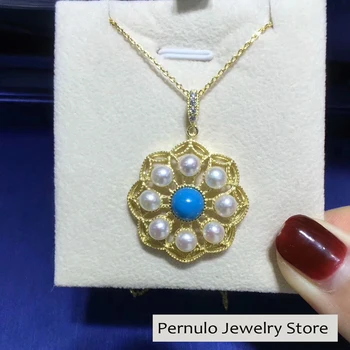 Luxury Kallaite Pearl Pendant Necklace S925 Sterling Silver Pendant Chain 4mm Pearl Semiround Lady Gifts 2Pieces/Lot
Luxury Kallaite Pearl Pendant Necklace S925 Sterling Silver Pendant Chain 4mm Pearl Semiround Lady Gifts 2Pieces/Lot