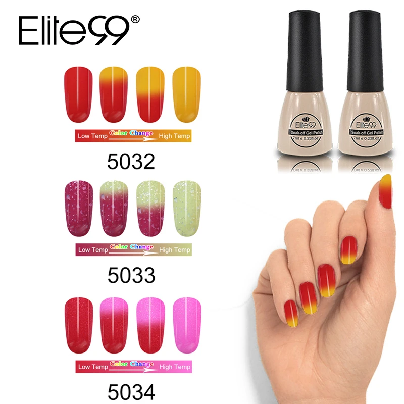 Elite99 7ml Thermal Thermo Mood Color Changing Nail Polish Soak Off UV LED Chameleon Temperature Change Gel varnish Lacquer
Elite99 7ml Thermal Thermo Mood Color Changing Nail Polish Soak Off UV LED Chameleon Temperature Change Gel varnish Lacquer