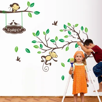 Large 2pcs/set Forest Home Decal Wall Sticker Cute Monkey Animal Nusery Wall Decor Cartoon Green Tree Kids Room Home Decoration
Large 2pcs/set Forest Home Decal Wall Sticker Cute Monkey Animal Nusery Wall Decor Cartoon Green Tree Kids Room Home Decoration