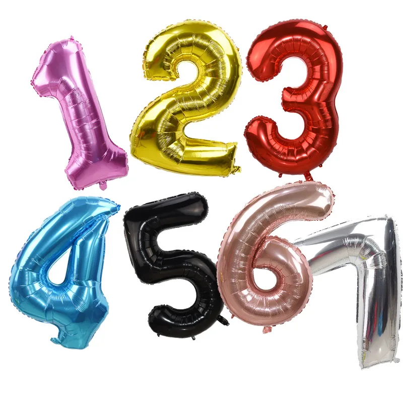 

1pc 32inch 0-9 Large Number Foil Balloon 9 Colors Digit Balloons for Wedding Anniversary Birthday Party Decoration Gift Supplies