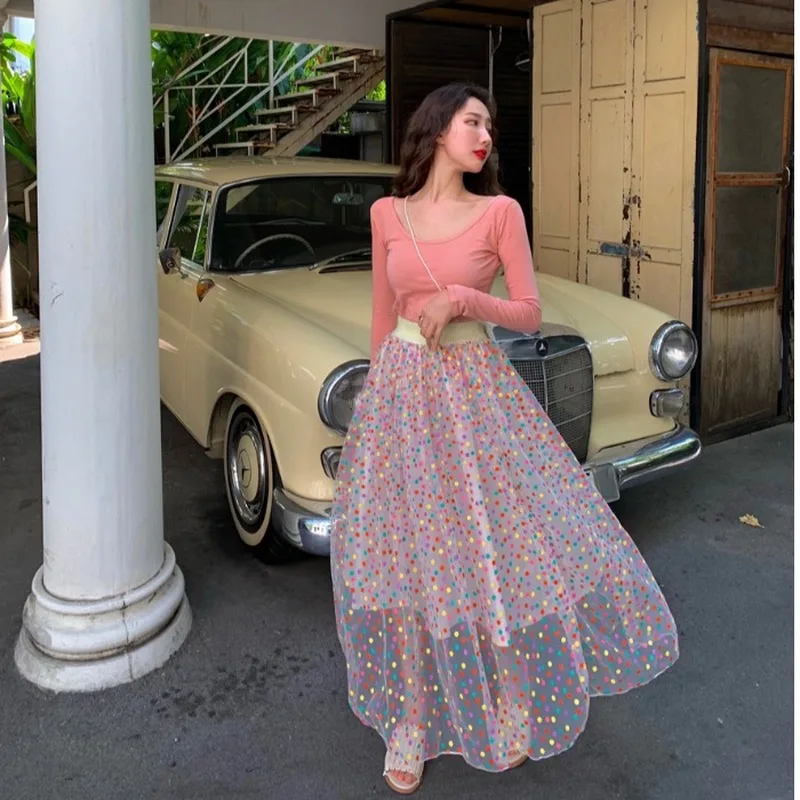 2019 spring summer korean ulzzang fashion sexy elegant pink shirt tops +high wais Polka Dot mash tulle midi skirt two piece set
2019 spring summer korean ulzzang fashion sexy elegant pink shirt tops +high wais Polka Dot mash tulle midi skirt two piece set