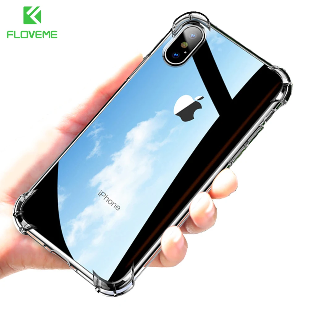Floveme антидетонационных чехол для iPhone 6 S плюс силиконовый 7 Plus прозрачный 8 x Чехлы