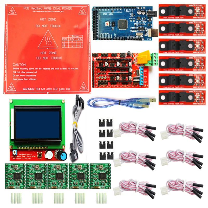 CNC 3D Printer Kit Mega 2560 R3+MK2B+RAMPS 1.4 Controller+12864 LCD Controller+5x A4988 For Arduino+6x Optical Switch Endstop
CNC 3D Printer Kit Mega 2560 R3+MK2B+RAMPS 1.4 Controller+12864 LCD Controller+5x A4988 For Arduino+6x Optical Switch Endstop