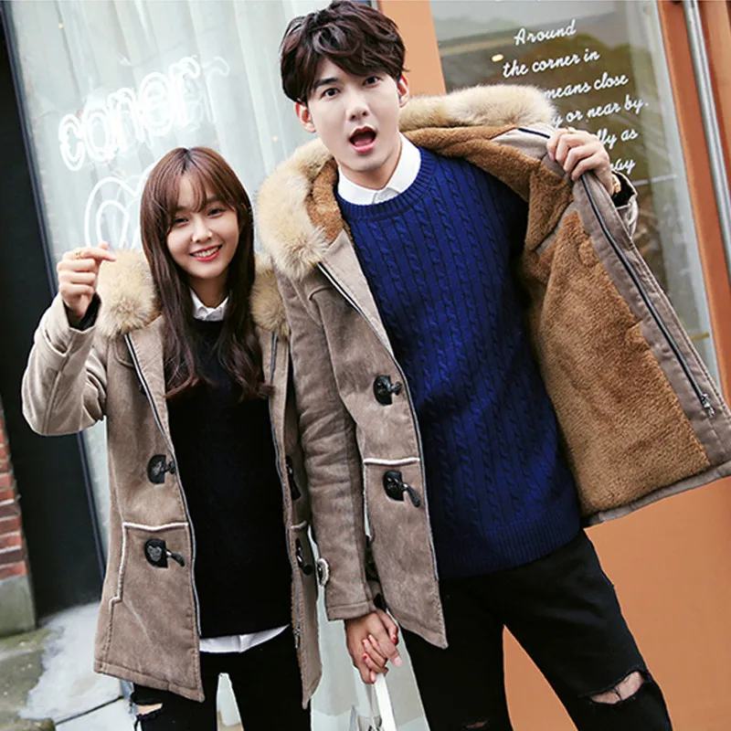 Winter men women suede fleece liner thick warm jacket parka cotton clothes couple hooded windproof fur collar tops coat
Winter men women suede fleece liner thick warm jacket parka cotton clothes couple hooded windproof fur collar tops coat