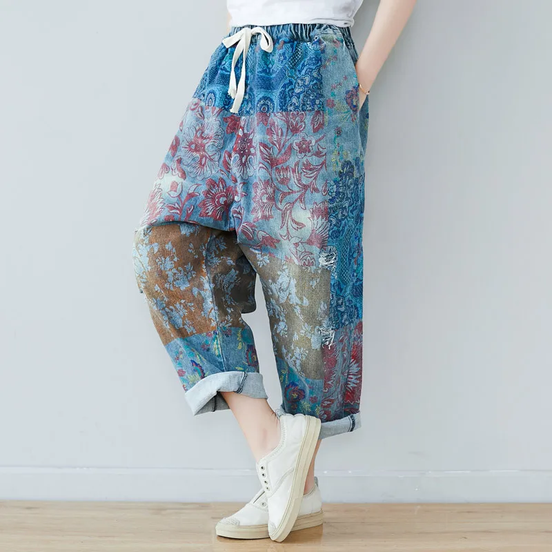 Johnature Full Length Harem Pants Elastic Waist Jeans Softener Loose Casual Cross-pants Vintage 2019 New Spring Women Jeans
Johnature Full Length Harem Pants Elastic Waist Jeans Softener Loose Casual Cross-pants Vintage 2019 New Spring Women Jeans