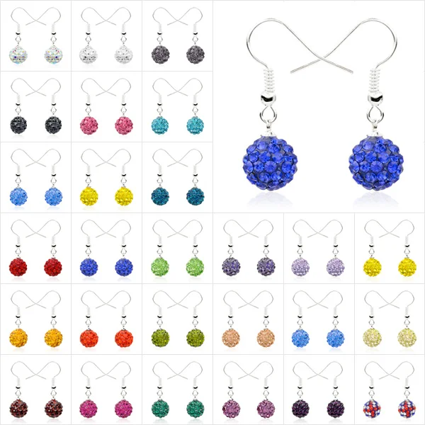 23 Solid Colors Disco Balls Beads Crystal Rhinestones and Clay 10mm Size Drop Earrings SL0011
23 Solid Colors Disco Balls Beads Crystal Rhinestones and Clay 10mm Size Drop Earrings SL0011