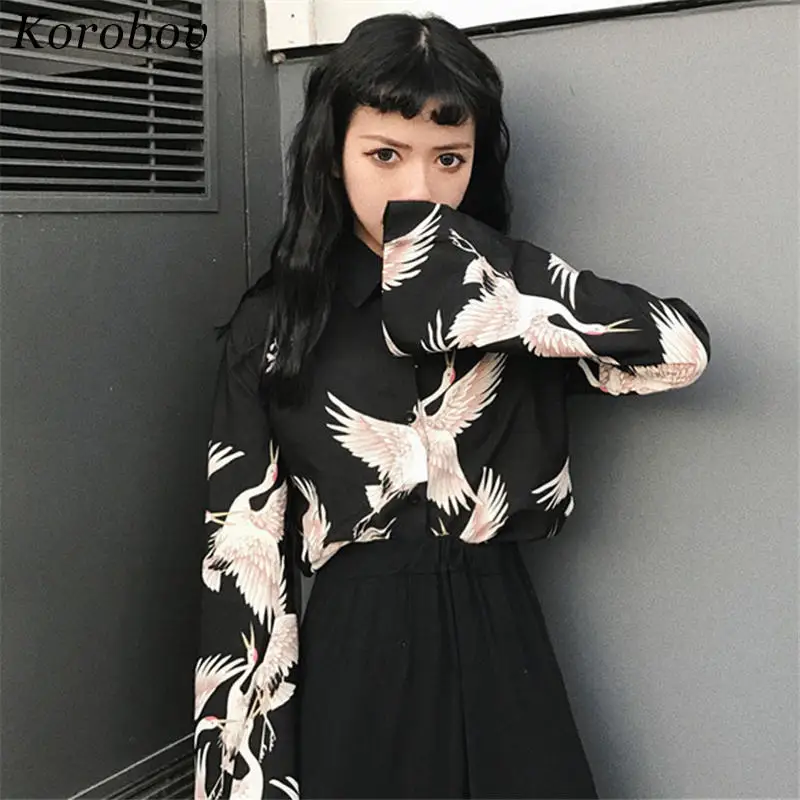 Korobov Blusas Tops Red-crowned Crane Printed Shirt 2019 Long Sleeve Turn-down Collar Blouses Woman Vintage Shirts 35796
Korobov Blusas Tops Red-crowned Crane Printed Shirt 2019 Long Sleeve Turn-down Collar Blouses Woman Vintage Shirts 35796
