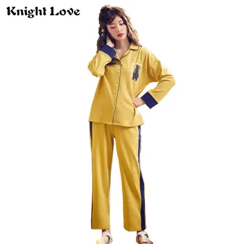 High Quality 100% Cotton Women Pajamas Set Spring Autumn Ladies Patchwork Printed Long Sleeve Sleepwear Homewear Female Pyjamas
High Quality 100% Cotton Women Pajamas Set Spring Autumn Ladies Patchwork Printed Long Sleeve Sleepwear Homewear Female Pyjamas