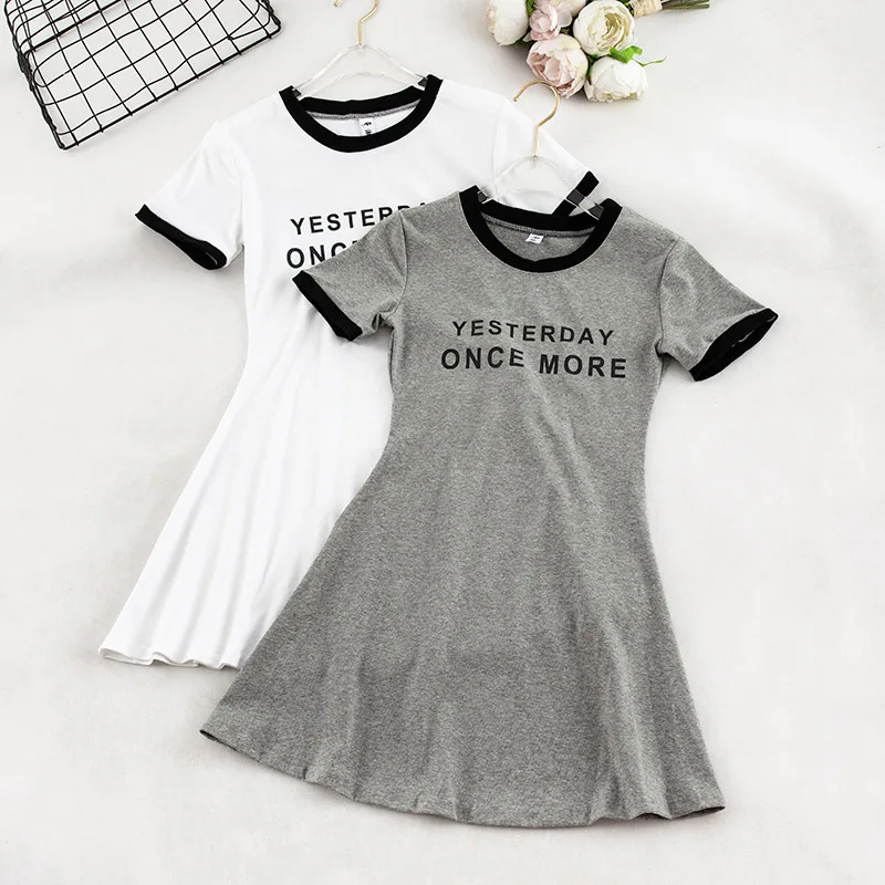 Women's Letter Print O-neck Short Sleeve Mini Dress Solid Black Women A-line Dresses Summer Casual High Waist Female Vestidos
Women's Letter Print O-neck Short Sleeve Mini Dress Solid Black Women A-line Dresses Summer Casual High Waist Female Vestidos