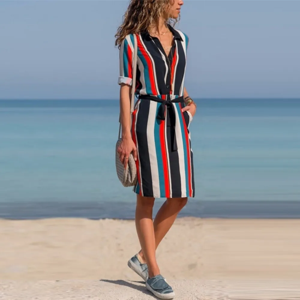 Women's Stripe Print Dress Autumn Sexy Bohemia Long Sleeve Mini Dresses Elegant Fashion Beach Long Sleeve Dress Wholesale S!A70
Women's Stripe Print Dress Autumn Sexy Bohemia Long Sleeve Mini Dresses Elegant Fashion Beach Long Sleeve Dress Wholesale S!A70