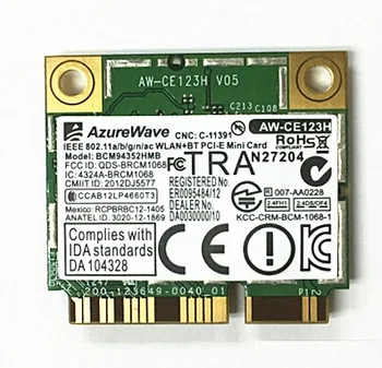 SSEA NEW For AzureWave Broadcom BCM94352HMB BCM94352 802.11/ac 867Mbps wifi Half Mini PCI-E DW1550 Wireless Card with Bluetooth
SSEA NEW For AzureWave Broadcom BCM94352HMB BCM94352 802.11/ac 867Mbps wifi Half Mini PCI-E DW1550 Wireless Card with Bluetooth