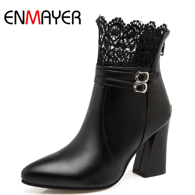 ENMAYER White Shoes Woman High Heels Short Boots Plus Size 34-43 Motorcycle Boots Plus Size 34-43 Pointed Toe Lace Zipppers
ENMAYER White Shoes Woman High Heels Short Boots Plus Size 34-43 Motorcycle Boots Plus Size 34-43 Pointed Toe Lace Zipppers