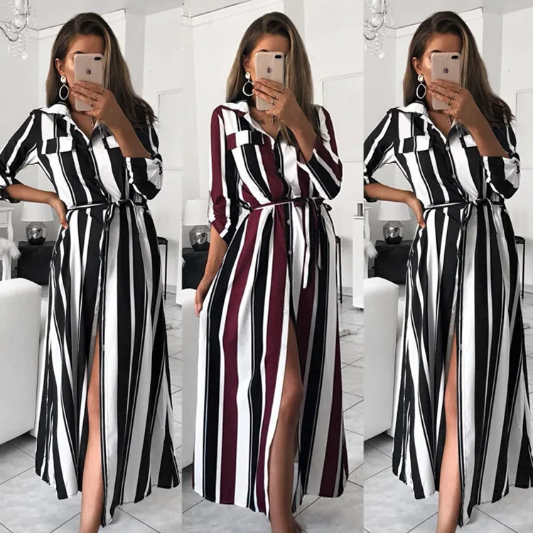 Stripe Maxi Dress 2019 Office Lady Turn-Down Collar Button Long Shirt Dress Women Autumn Summer Long Sleeve Dress plus size
Stripe Maxi Dress 2019 Office Lady Turn-Down Collar Button Long Shirt Dress Women Autumn Summer Long Sleeve Dress plus size