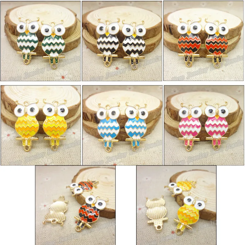 

12pcs/lot loveliness animal owl pendant tag alloy enamel Charm DIY accessories of necklace bracelet headdress 6 different color