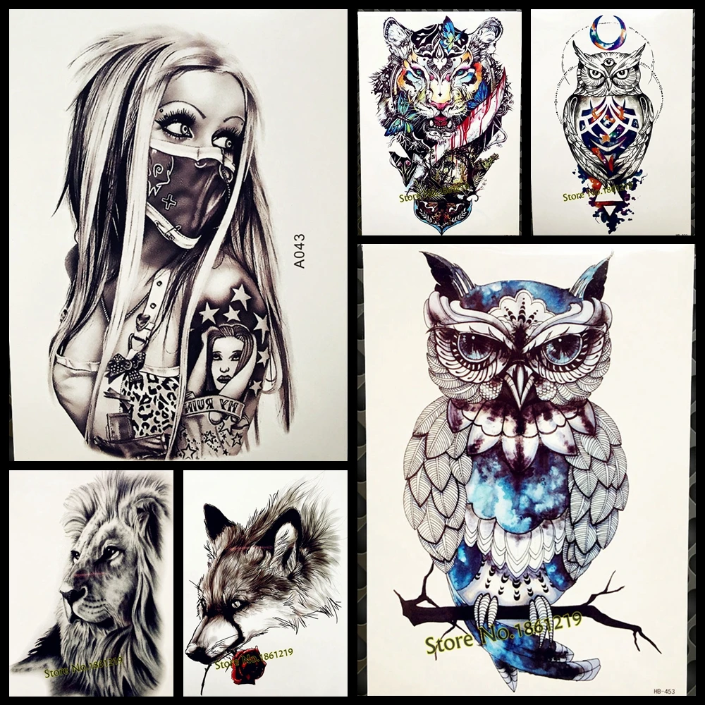 Image 1PC Snowy Owl Hedwig Design Large Arm Tattoo Sleeve Flash Temporary Tattoo Sticker 21x15cm Waterproof Henna Tatoo Women Body Art