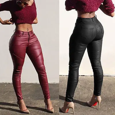 Fashion Ladies Leather Skinny High Waist Leggings Stretchy Pencil Pants Trousers 2016 fashion new style
Fashion Ladies Leather Skinny High Waist Leggings Stretchy Pencil Pants Trousers 2016 fashion new style