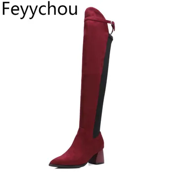 Women Boots Mixed Colors Pointed Toe Flock Slip on Over-the-Knee Motorcycle Boots Thick Heel 2018 Sexy New Fashion Large Size 48
Women Boots Mixed Colors Pointed Toe Flock Slip on Over-the-Knee Motorcycle Boots Thick Heel 2018 Sexy New Fashion Large Size 48
