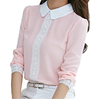 New Lace Crochet Women Blouse Pink Chiffon Shirt Thin Peter Pan Collar Long Sleeve Tops Pullover blusa renda T74706
New Lace Crochet Women Blouse Pink Chiffon Shirt Thin Peter Pan Collar Long Sleeve Tops Pullover blusa renda T74706