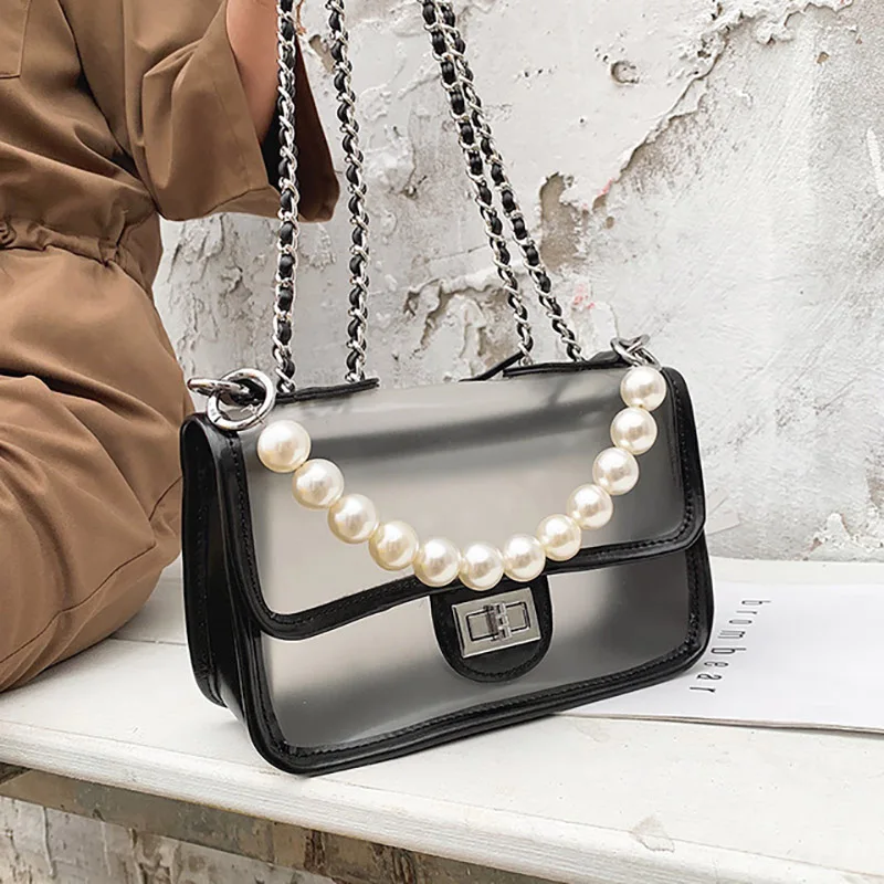 Small Spring and Summer Women Transparent Bag Mini Jelly Chain Shoulder Messenger Bag Chain Pearl Handle Crossbody 2019 Design
Small Spring and Summer Women Transparent Bag Mini Jelly Chain Shoulder Messenger Bag Chain Pearl Handle Crossbody 2019 Design