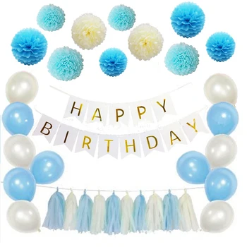 HOT selling birthday party paper tassel sky blue theme balloon decoration set paper flower ball
HOT selling birthday party paper tassel sky blue theme balloon decoration set paper flower ball
