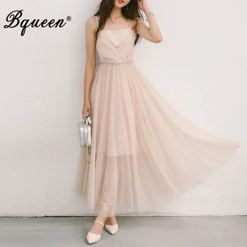 Bqueen Casual Women New Dress Loose Sleeveless Sashes Ankle-Length Spaghetti Strap Mesh Dress Natural Summer
Bqueen Casual Women New Dress Loose Sleeveless Sashes Ankle-Length Spaghetti Strap Mesh Dress Natural Summer