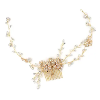 Jonnafe Gold Silver color Floral Wedding Hair Vine Bridal Crystal Long Hair Comb Hand wired Fashion Women Headpiece Accessories 
Jonnafe Gold Silver color Floral Wedding Hair Vine Bridal Crystal Long Hair Comb Hand wired Fashion Women Headpiece Accessories