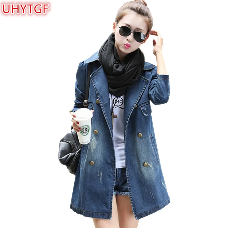 UHYTGF Denim Jacket Womens Long Coat Spring Plus size 4XL Autumn Jeans Jacket Double-breasted Casual Female Denim Basic Coat 72
UHYTGF Denim Jacket Womens Long Coat Spring Plus size 4XL Autumn Jeans Jacket Double-breasted Casual Female Denim Basic Coat 72