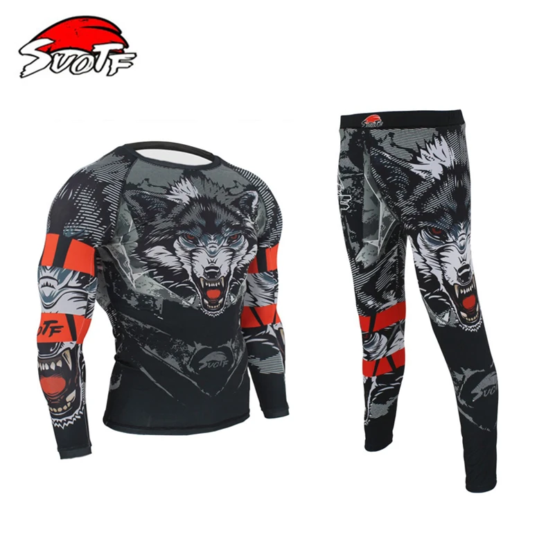 Комплект для бокса компрессионные футболки и штаны с 3D принтом волка