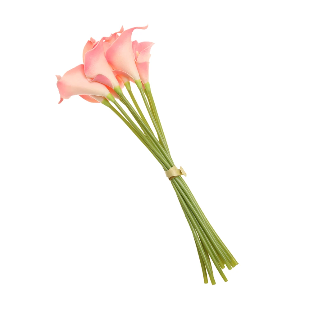 9xPU Artificial Flower Calla Lily Bouquet Wedding Floral Decor Pink
