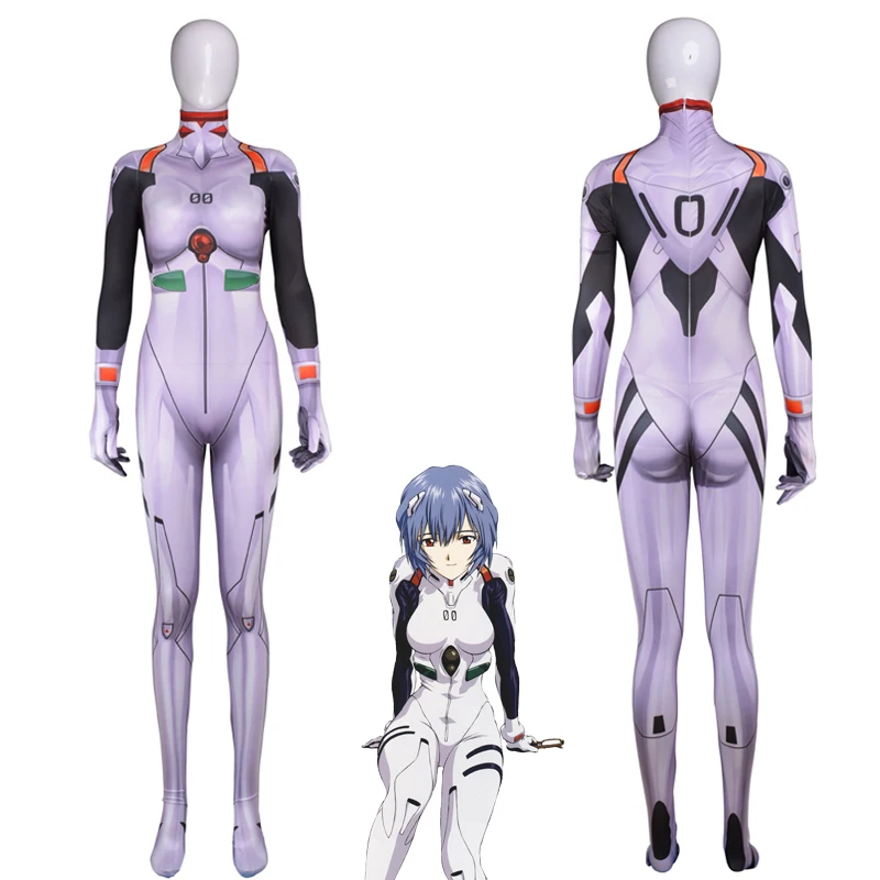 Комбинезоны для косплея аниме Ayanami Рей цельнокроеное Боди унисекс из лайкры с