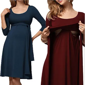 Maternity Dress Women Dress with Long Belt Pregnancy Nursing Clothes Boat Neck Ruched Sides Knee Length Loose Dresses
Maternity Dress Women Dress with Long Belt Pregnancy Nursing Clothes Boat Neck Ruched Sides Knee Length Loose Dresses