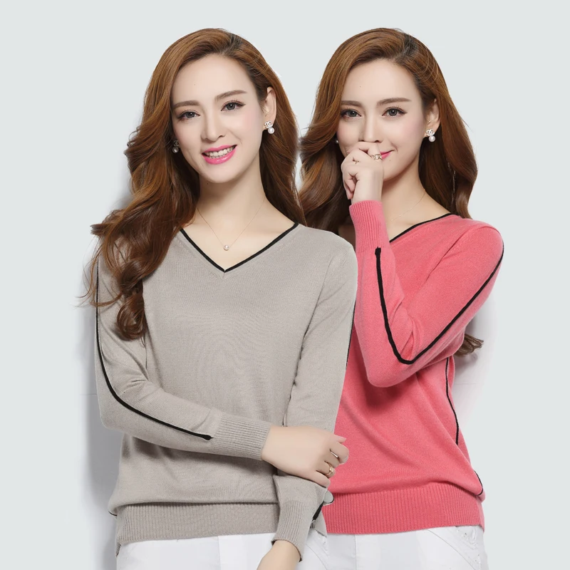 2019 autumn V low neck cashmere top sweater jacket long sleeved sweater, women's loose short knitted wool Jersey
2019 autumn V low neck cashmere top sweater jacket long sleeved sweater, women's loose short knitted wool Jersey
