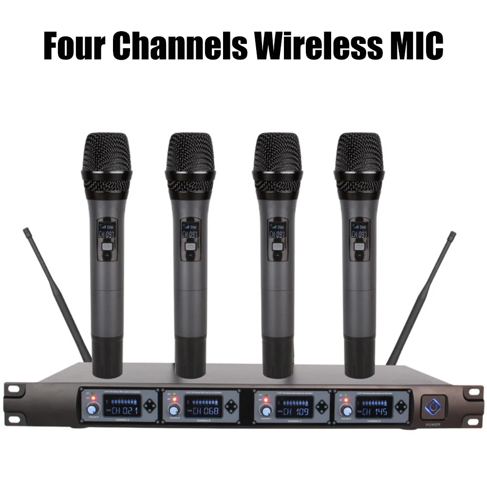 4 Channel UHF Wireless Microphone System Professional Karaoke Microphone Handheld Condenser MIC for Home Conference Performance
4 Channel UHF Wireless Microphone System Professional Karaoke Microphone Handheld Condenser MIC for Home Conference Performance