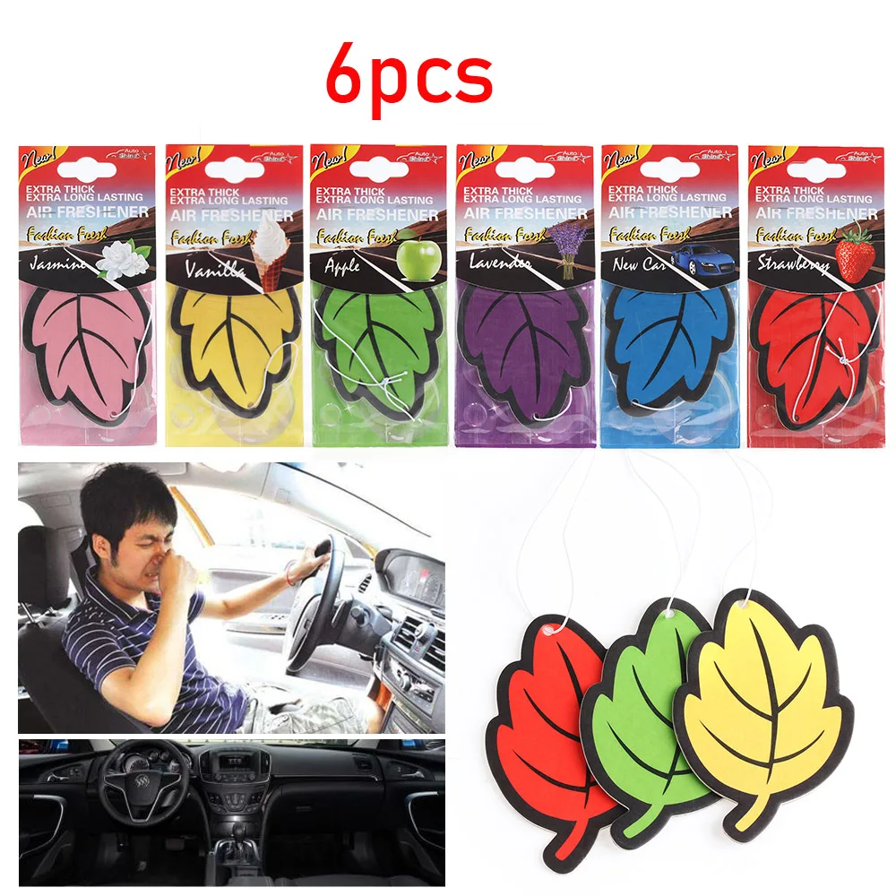 

6Pcs/Lot Auto Shine Paper Hanging Car Air Freshener Vanilla perfumed/fragrance Leaf Shape Air Freshener Car Interior Accessories