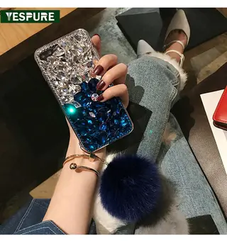 YESPURE Luxury Crystal Rhinestone Back Cover For Iphone 6/6S With Rabbit Fur Ball Pom Pom Dual Color 3D Accesorios Movil
YESPURE Luxury Crystal Rhinestone Back Cover For Iphone 6/6S With Rabbit Fur Ball Pom Pom Dual Color 3D Accesorios Movil