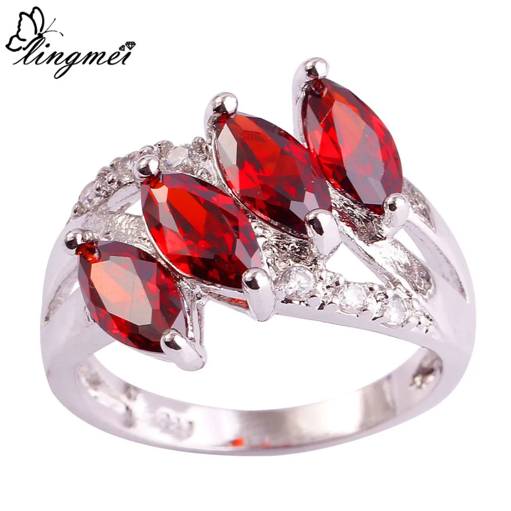 lingmei Women Bridal Wedding Garnet White CZ Silver Color Ring For Party Jewelry Free Shipping Size 6 7 8 9 10 11 Wholesale
lingmei Women Bridal Wedding Garnet White CZ Silver Color Ring For Party Jewelry Free Shipping Size 6 7 8 9 10 11 Wholesale