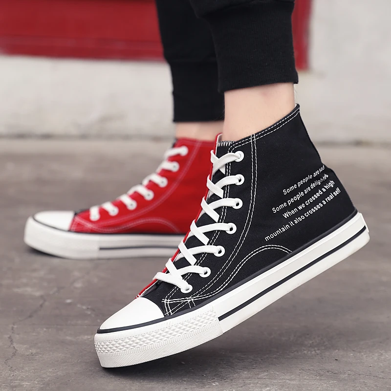 

Black White Casual High Cut Sneakers Men Designer Sneakers Fashion High Upper Canvas Shoes Autumn Summer Shoes Skate Outdoor