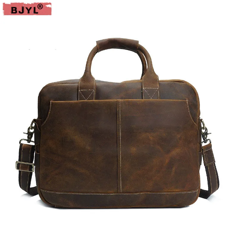 BJYL Retro crazy horse skin Men shoulder bag portable men handbag genuine leather male briefcase Messenger crossbody laptop bag
BJYL Retro crazy horse skin Men shoulder bag portable men handbag genuine leather male briefcase Messenger crossbody laptop bag