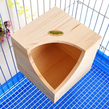 

3 Kinds Cartoon Luxurious Log Wood Hamster Squirrel Wooden House Villa Cabin Small Pet Cage Bed Play Climbing Toy Healthy Nest