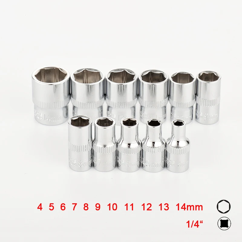 1/4 Inch Socket Wrench Head Wrench Adapter 4-14mm Hex imperial Sockets Double End Nut Driver Auto Repair Sleeve Removal Tools
1/4 Inch Socket Wrench Head Wrench Adapter 4-14mm Hex imperial Sockets Double End Nut Driver Auto Repair Sleeve Removal Tools