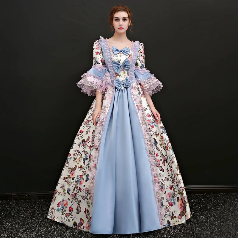 New Arrival Light Blue Square Collar Half Flare Sleeve Floral Printed Pattern European Court Marie Antoinette Long Party Dresses
New Arrival Light Blue Square Collar Half Flare Sleeve Floral Printed Pattern European Court Marie Antoinette Long Party Dresses