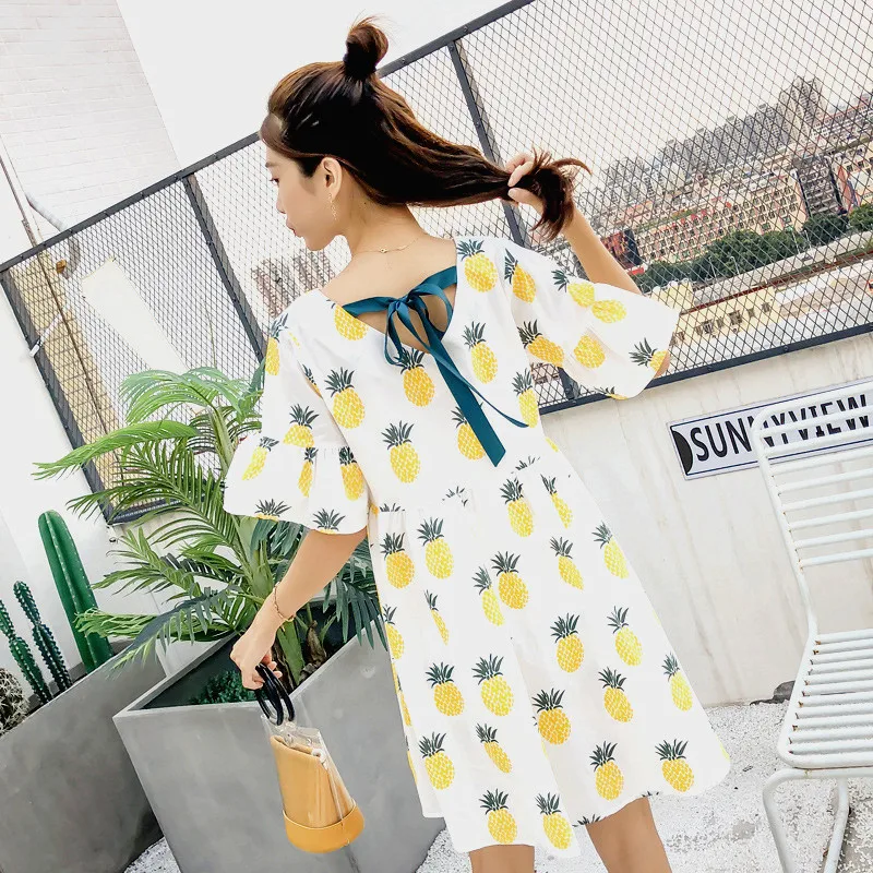Summer Women Dress Plus Size S-4XL Pineapple Print Bandage Backless Beach Dresses Cotton and Linen Korean Looose Ladies Vestido
Summer Women Dress Plus Size S-4XL Pineapple Print Bandage Backless Beach Dresses Cotton and Linen Korean Looose Ladies Vestido