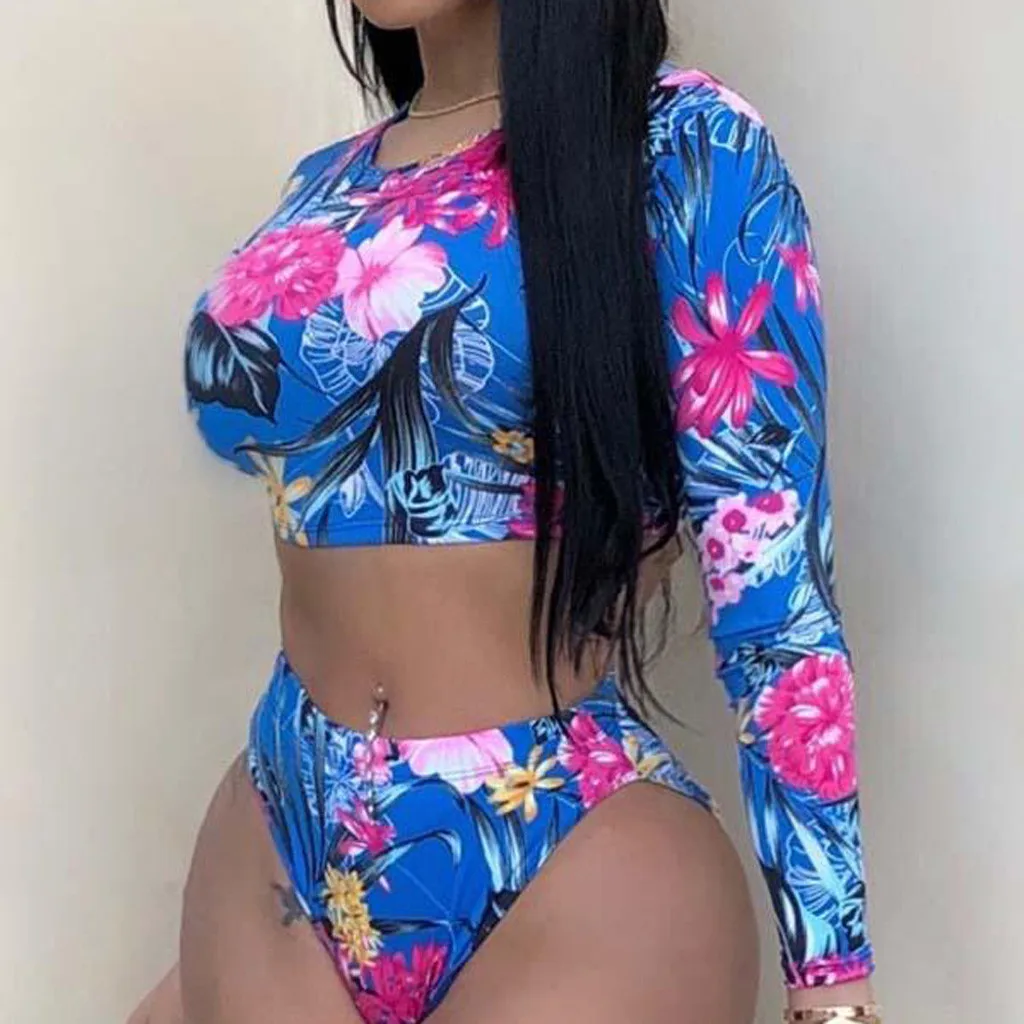 Swimwear Women's Summer High Waist Sexy Print Split Swimsuit Bikini Set Push-ups Thicken Bra Swimsuit Wire Free With Pad biquini
Swimwear Women's Summer High Waist Sexy Print Split Swimsuit Bikini Set Push-ups Thicken Bra Swimsuit Wire Free With Pad biquini