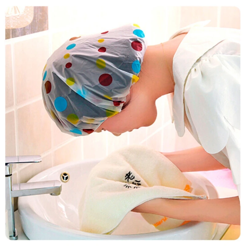 EVA Waterproof Shower Cap Bath Plastic Hat Elastic Bathing Hair Headwear Lady Salon Bathroom Products
EVA Waterproof Shower Cap Bath Plastic Hat Elastic Bathing Hair Headwear Lady Salon Bathroom Products